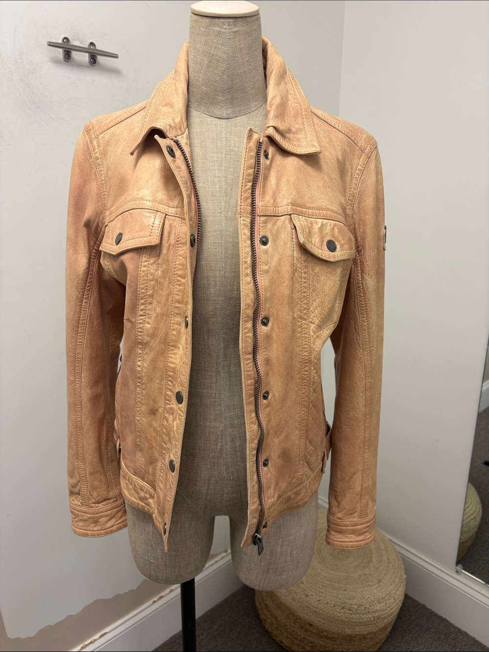 Women's blush pink Leather Jacket